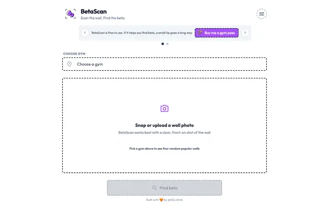 Screenshot of BetaScan - Scan the wall. Find your beta.
