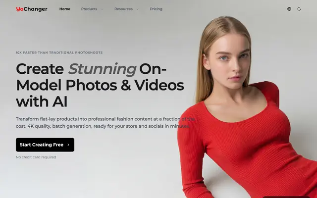 Screenshot of YoChanger - AI Fashion Photo Studio | Product to Model in Seconds