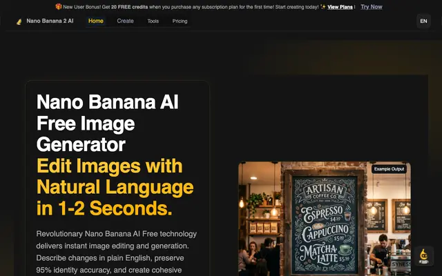 Screenshot of Nano Banana 2 | Free AI Image Generator - No Login