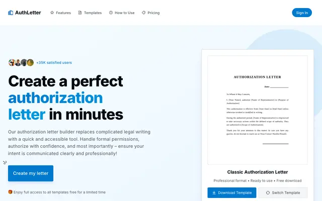 Screenshot of Authorization Letter | Edit & Download Templates