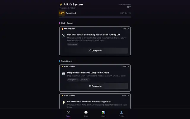 Screenshot of AI Life System | AI人生系统