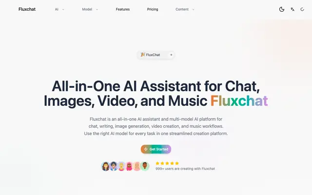 Screenshot of Fluxchat | All-in-One AI Assistant for Chat, Images, Video, and Music