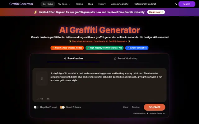 Screenshot of Graffiti Generator – Free Online Graffiti Font, Letters & Text Maker