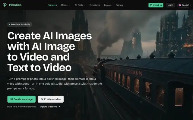 Screenshot of Pixalice – AI Image & Video Generator Online