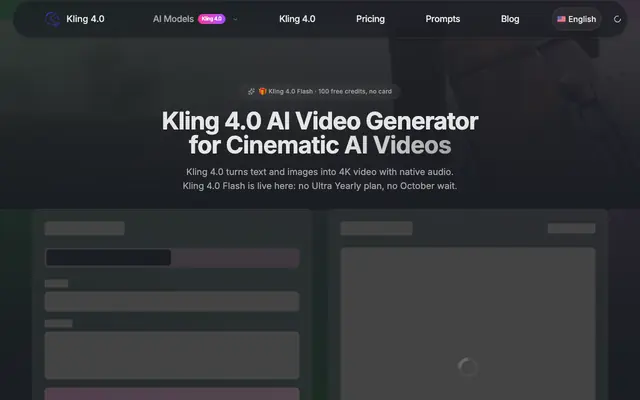Screenshot of Kling 4.0 AI Video Generator - Create Cinematic AI Videos