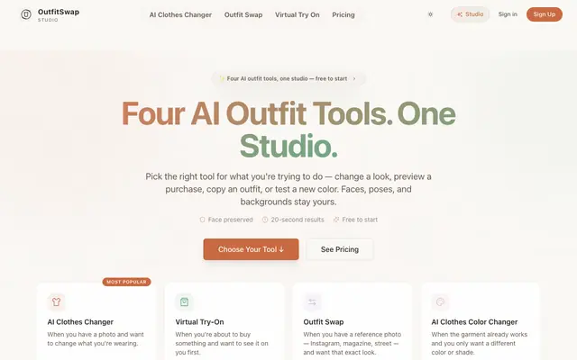 Screenshot of Change, Try On & Swap Outfits with AI | OutfitSwap Studio