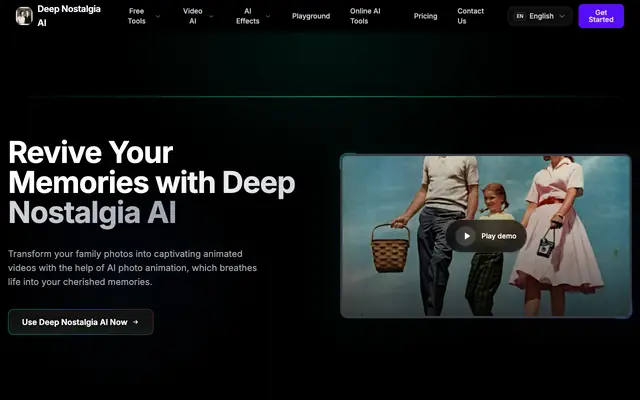Screenshot of Deep Nostalgia AI - Bring Your Old Photos to Life ｜ AI photo animation
