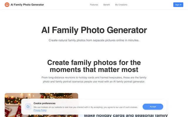 Screenshot of AI Family Photo Generator | Free Online Family Photos