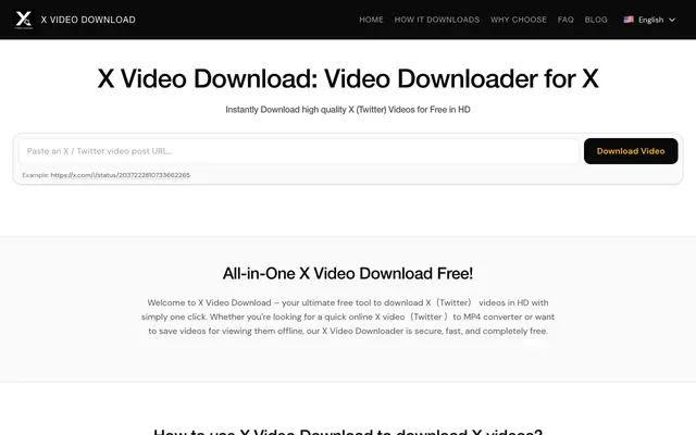 Screenshot of X Video Download — Free MP4 Downloader for X (Twitter) Posts