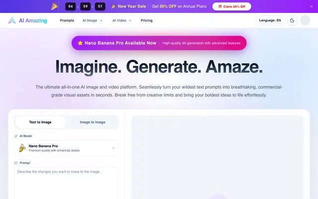 Screenshot of AI Amazing - Imagine. Generate. Amaze.