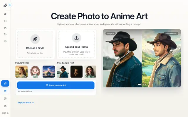 Screenshot of Turn Photo Into Anime Online | AnimeGen