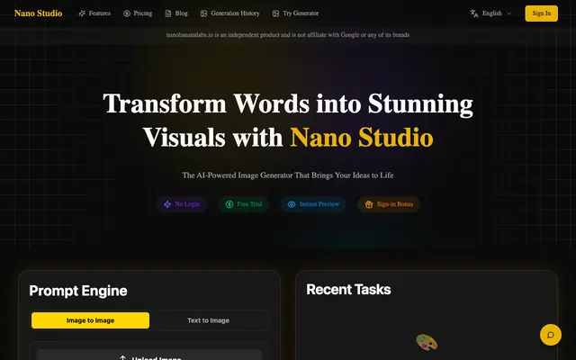 Screenshot of Nano Studio - AI Image Editor | Say It, See It