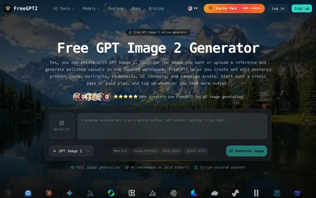 Screenshot of Free GPT Image 2 Generator for AI Images | FreeGPT2