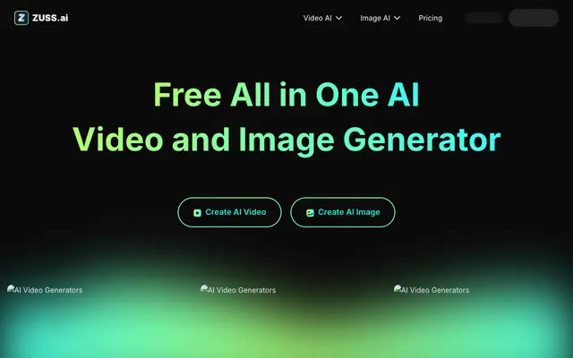 Screenshot of Zuss AI: All-in-One AI Creative Platform for Images & Videos