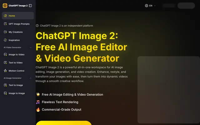 Screenshot of ChatGPT Image 2 - Free AI Image Editor & Video Generator