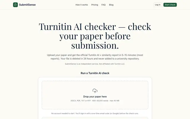 Screenshot of Turnitin AI Checker — Real AI Detector & Plagiarism Report