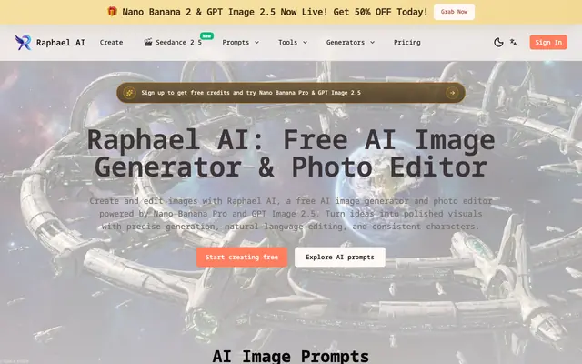 Screenshot of Raphael AI - Free Image Generator & Photo Editor (AI Raphael)