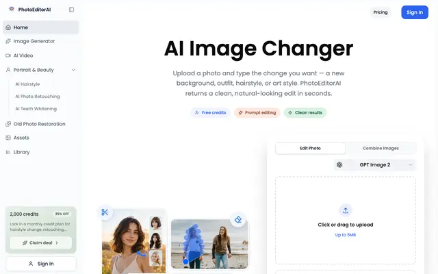 Screenshot of Free AI Photo Editor Online - PhotoEditorAI