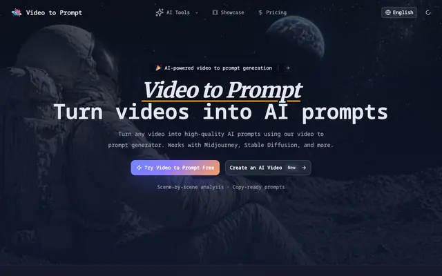 Screenshot of Video to Prompt Generator – Convert Videos into AI Prompts