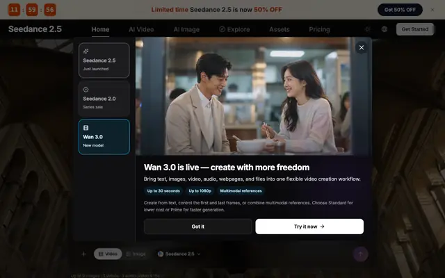 Screenshot of Seedance 2.5 AI Video Generator: Create 4K Cinematic Videos Free