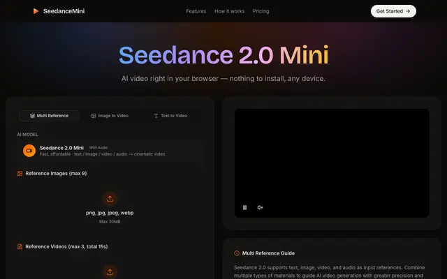 Screenshot of Seedance 2.0 Mini ｜ Seedance Mini Online