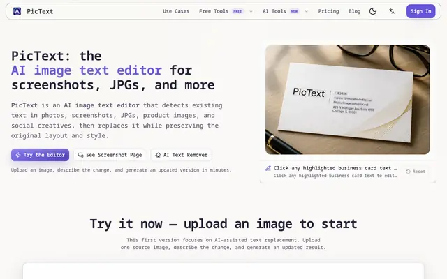 Screenshot of PicText — AI Image & Photo Text Editor