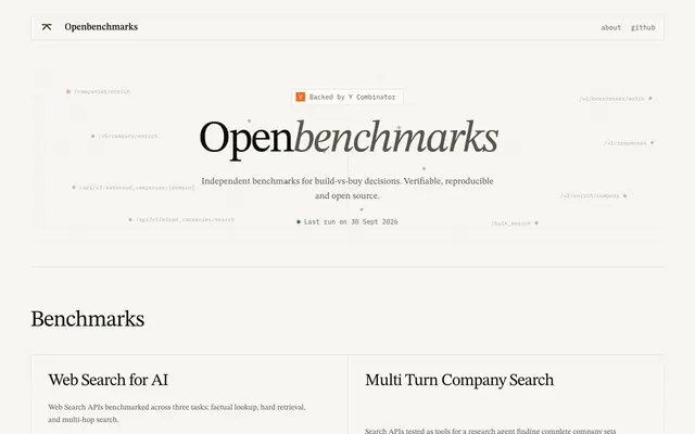 Screenshot of Openbenchmarks for Agents