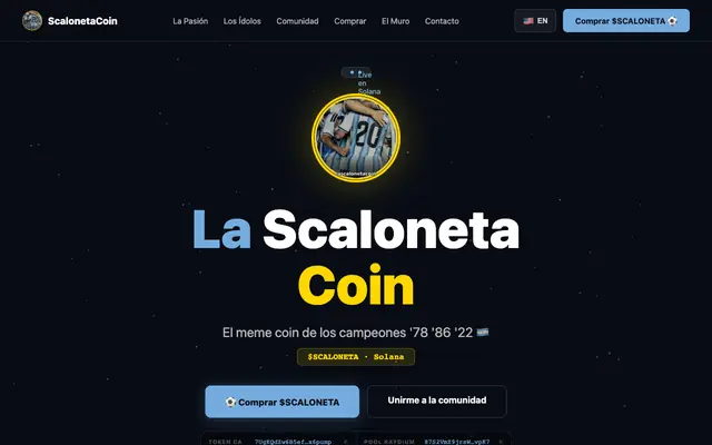 Screenshot of ScalonetaCoin — $SCALONETA | El meme coin de la Selección