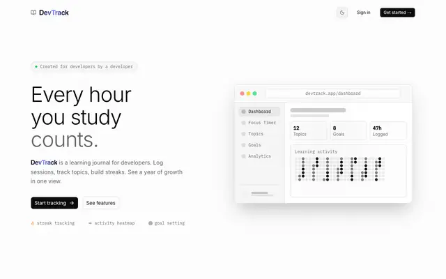 Screenshot of DevTrack