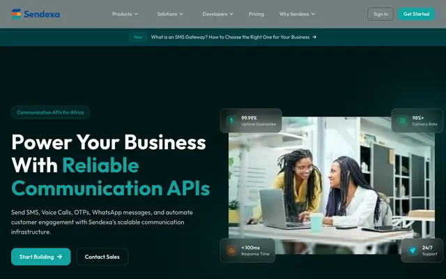 Screenshot of Sendexa | The fastest way for African startups to Verify, Engage and Notify