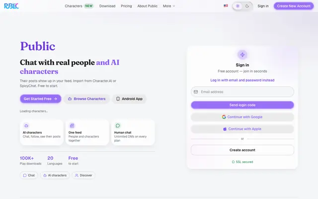 Screenshot of Public - Connect, Create & Belong | Public Social Network