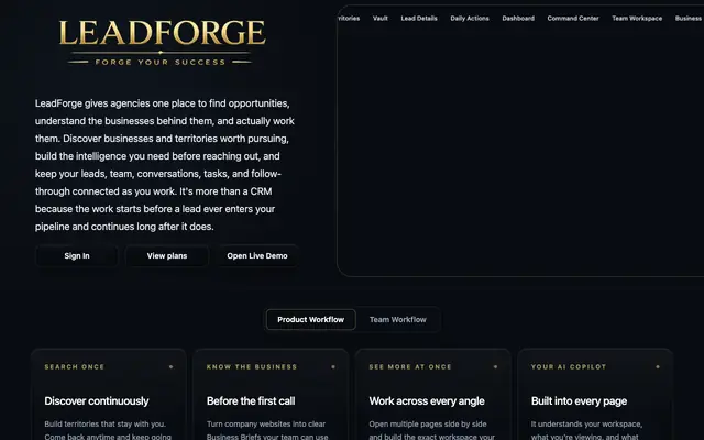 Screenshot of LeadForge