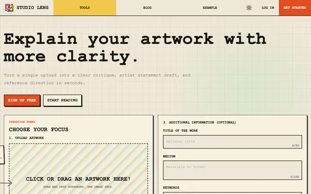 Screenshot of Studio Lens | Artwork Reading and Artist Statement Support