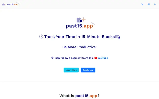 Screenshot of past15.app - productivity tracker - 15 minute increments