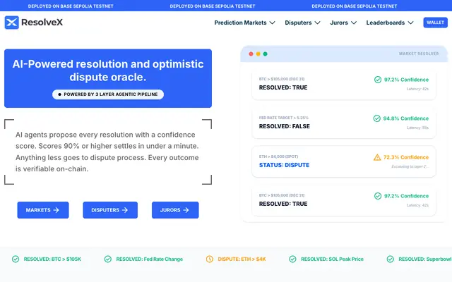 Screenshot of ResolveX | AI-Powered Resolution Oracle