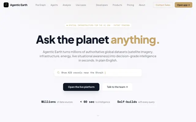 Screenshot of Agentic Earth — The Geospatial AI