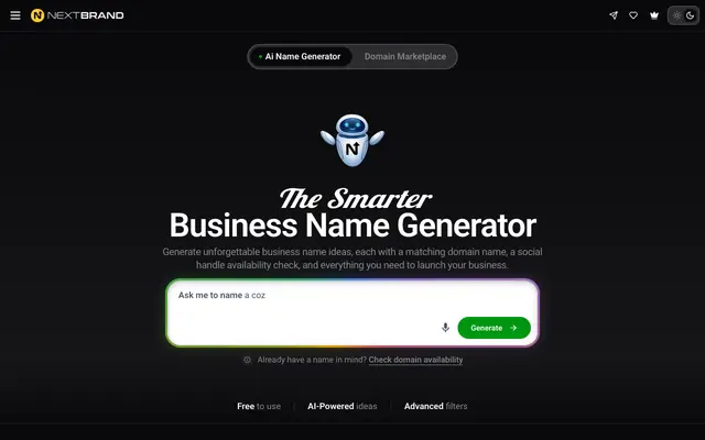 Screenshot of Business Name Generator | NextBrand