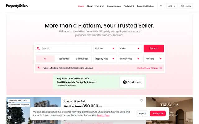 Screenshot of PropertySeller | Verified UAE Properties & Real Market Insights