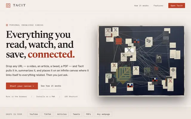 Screenshot of Tacit — Your AI Second Brain