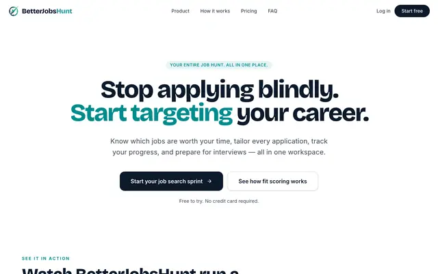 Screenshot of BetterJobsHunt — Stop applying blindly