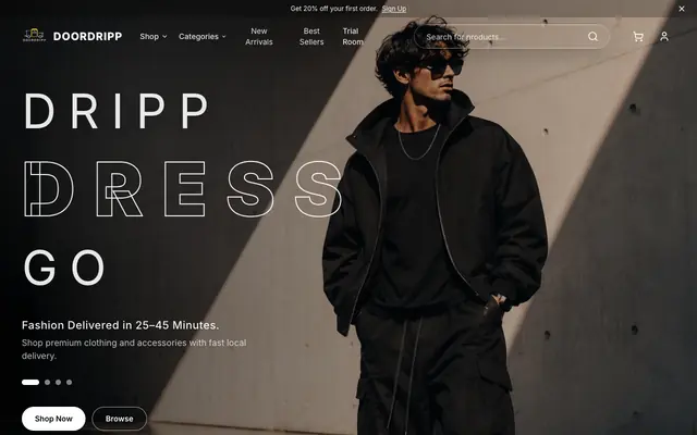 Screenshot of DoorDripp - Premium Fashion, Delivered to Your Door