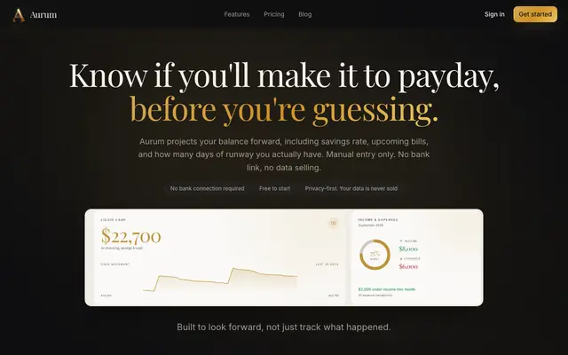 Screenshot of Aurum — Personal Finance, Crafted with Intention
