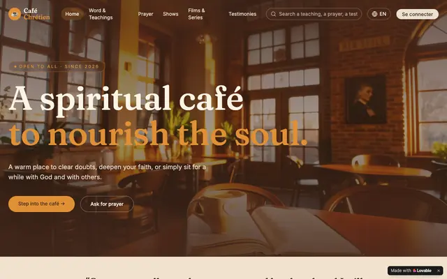 Screenshot of Café Chrétien — Un café spirituel pour nourrir l'âme
