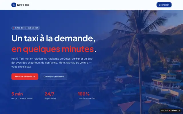 Screenshot of KotFè Taxi — Taxi à la demande à Côtes-de-Fer, Sud-Est Haïti