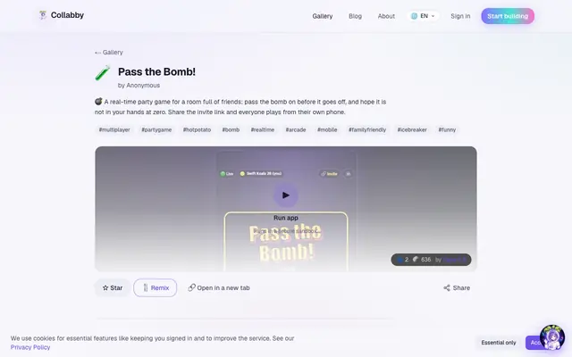 Screenshot of Pass the Bomb! · Collabby · Collabby