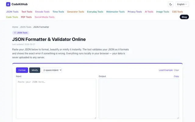 Screenshot of CodeKitHub — Free Online Tools