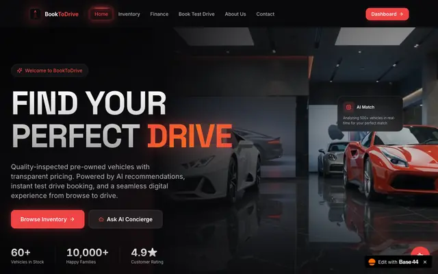 Screenshot of BookToDrive — Premium Dealership