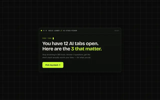Screenshot of AI Stack Picker — Build Leaner