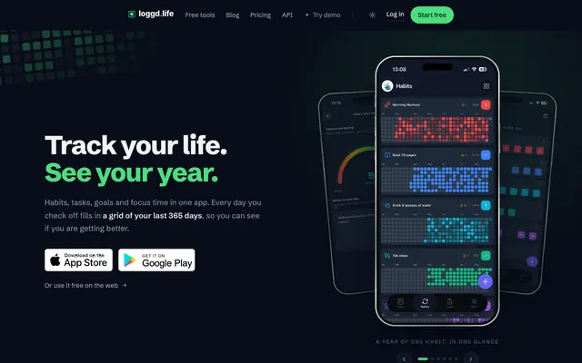 Screenshot of Track Your Life. See Your Year - loggd.life