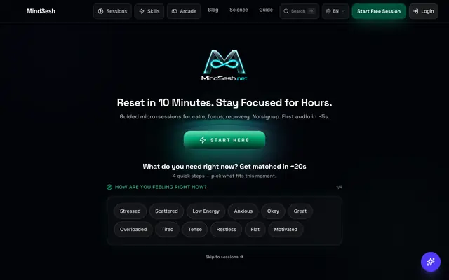 Screenshot of MindSesh — Advanced Mental Fitness